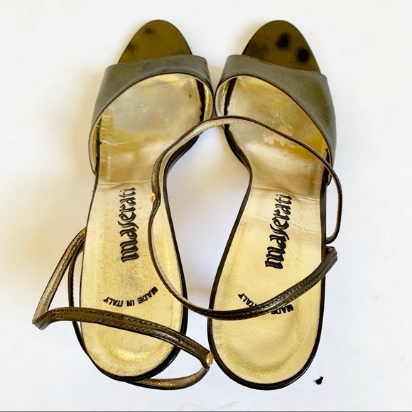 Italian Maserati Leather Slingback Open Toe Heels - Picture 3 of 8